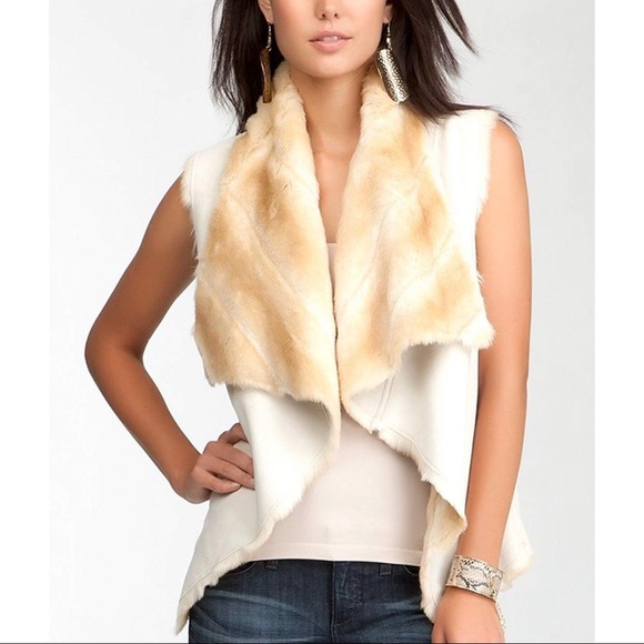 bebe Jackets & Blazers - Bebe Reversible Faux Fur Vest in Beige